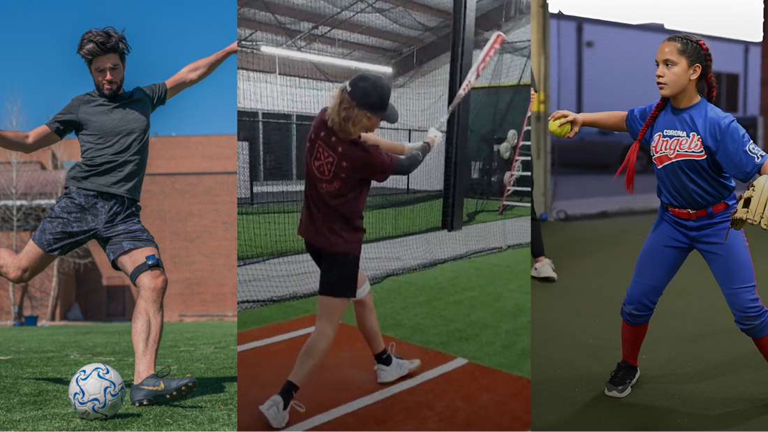 Young athlete wearing PantherTec KAT sensor device for real-time movement feedback to prevent sports injuries